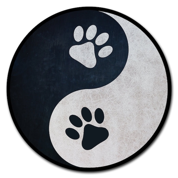 Yin Yang Paws Circle Vinyl Laminated Decal